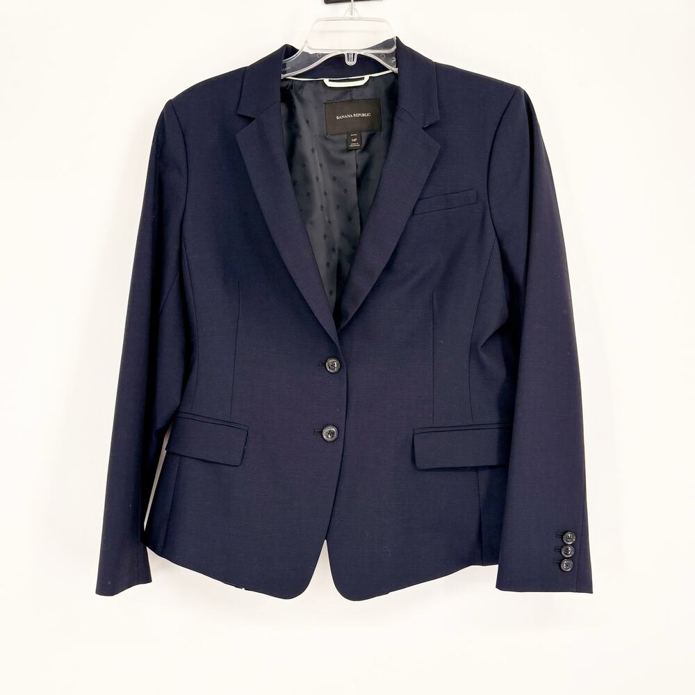 Banana Republic Navy Blue 2 Button Blazer Size 14P Business‎ Career Academic